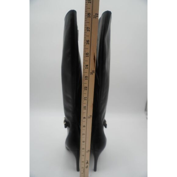 Cole Haan Loveth Tall Black Leather Boots Full Zip Heeled Knee High 9B - Picture 10 of 10